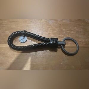 Jordan Black Leather Braided Keychain